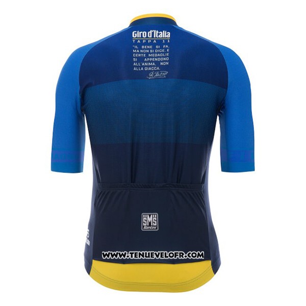 2017 Maillot Ciclismo Giro D'italie Fonce Bleu Manches Courtes et Cuissard